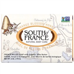 South of France, Цветочный мед флердоранж, Французское пилированное мыло с органическим маслом ши, 6 унций (170 г)