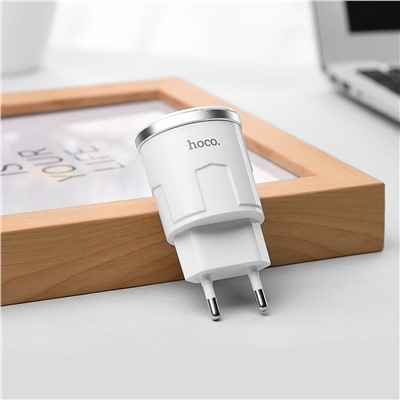 Адаптер Сетевой с кабелем Hoco C37A USB 2,4A/10W (USB/Type-C) (white)