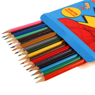 Цветные карандаши, 18 цветов, трехгранные, Человек-паук