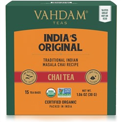 Vahdam Teas, оригинальный индийский чай масала, 15 чайных пакетиков, 30 г (1,06 унции)