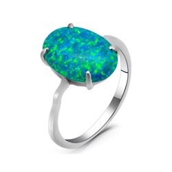 Кольцо из серебра опал сине-зеленый, МОВ0325