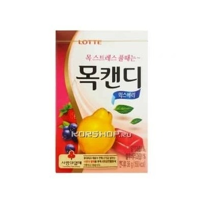 Фруктовые леденцы для горла Throat Candy (Mix Berry) Lotte, Корея, 36 г Акция