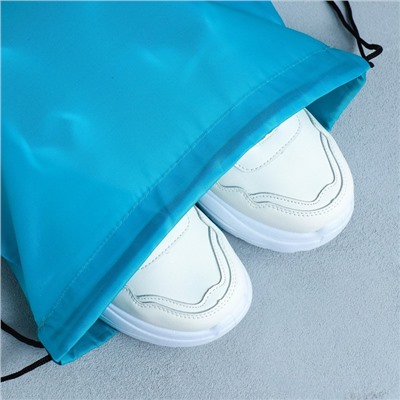 Мешок для обуви болоньевый материал, цвет бирюзовый, 30 х 40 см