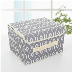 Короб стеллажный для хранения с крышкой Доляна «Ромбы», 26×20×17 см, цвет серый