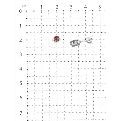 Серьги-пусеты из серебра с пл.кварцем цв.родолит родированные 925 пробы 25013р110