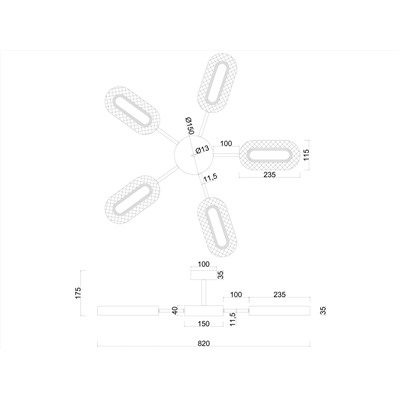 Потолочная люстра ARTE LAMP OVALE A2489PL-5GO