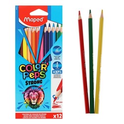 Карандаши 12 цветов, Maped Color Peps Strong, пластиковые, повышенной прочности, европодвес