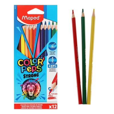 Карандаши 12 цветов, Maped Color Peps Strong, пластиковые, повышенной прочности, европодвес