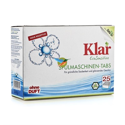 Таблетки для посудомоечных машин Klar, 25 шт