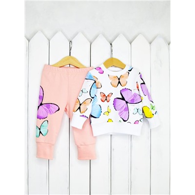 Комплект для девочки Baby Boom КД253/1-Ф-М Бабочки на белом, персик