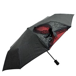 Зонт черный с красным рисунком