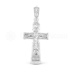 Крест из серебра родированный - 4,2 см 925 пробы 3-046р