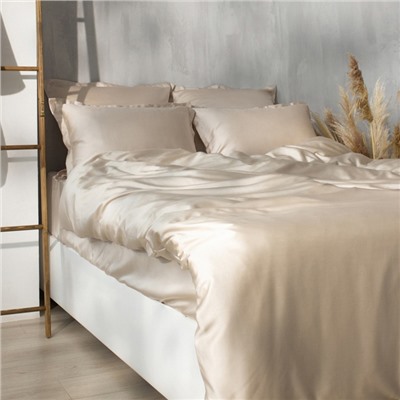 Простыня на резинке SL Home Tencel 160*200+30 см , цв. бежевый