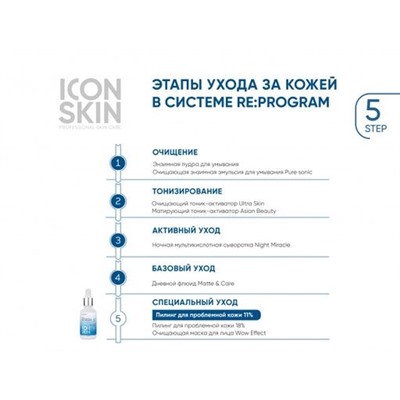 ICON SKIN Инновационный пилинг 11% для лица с кислотами. 30 мл