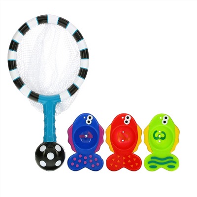 Sassy,  Catch 'n Count Net, развивающие игрушки для купания, от 6 месяцев, набор из 4 предметов