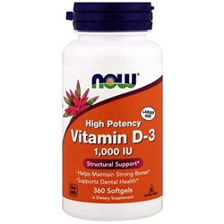 NOW Vitamin D-3 1000 IU 360 sgels