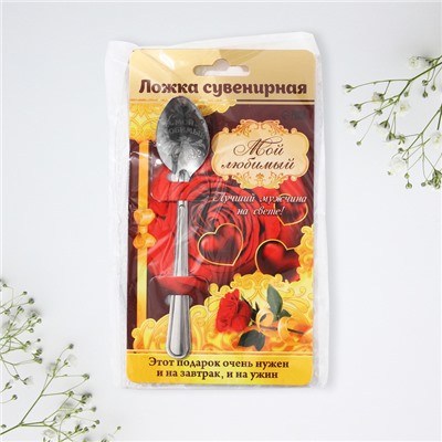 Ложка чайная с гравировкой «Мой любимый», на подарочной открытке, 3 х 14 см.
