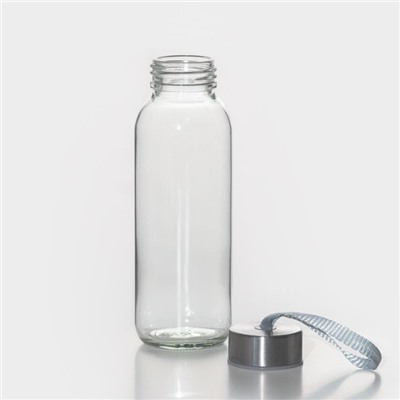 Бутылка для воды стеклянная в чехле «Лапки», 300 мл, h=17 см, цвет розовый