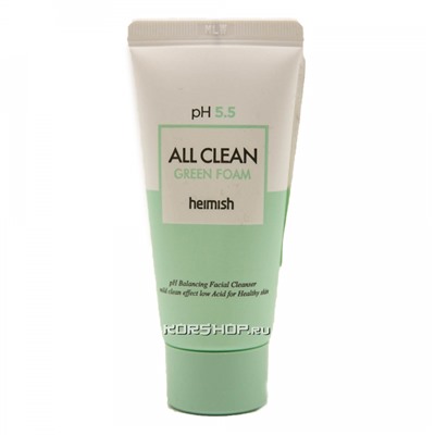 Слабокислотная очищающая пенка для чувствительной кожи MINI All Clean Green Foam Heimish, Корея, 30 мл Акция