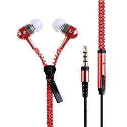 Проводные наушники с микрофоном внутриканальные - Zipper (повр.уп.) Jack 3,5  (red)