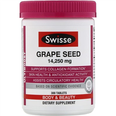 Swisse, Ultiboost, экстракт виноградных косточек, 14 250 мг, 300 таблеток