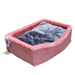 408635 Зооник Лежанка для кошек с подушкой, мех одн.(570х410х170) розовый