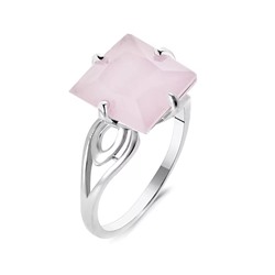 Кольцо из серебра розовый кварц, МЦВ60