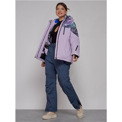 Горнолыжная куртка женская зимняя великан фиолетового цвета 2263F