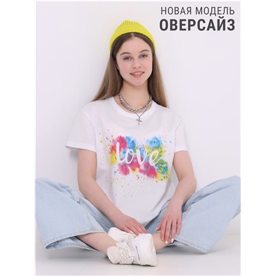футболка 1ДДФК4512001; белый / Любовь акварель