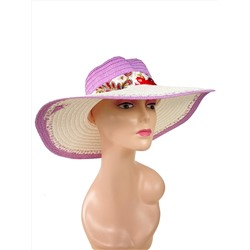 Летняя женская соломенная шляпа, цвет белый и фиолетовый