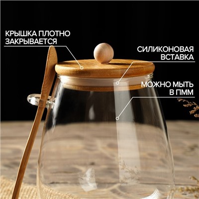 Банка стеклянная для сыпучих продуктов «Эко» с ложкой, 1 л, 11,5×11×16 см