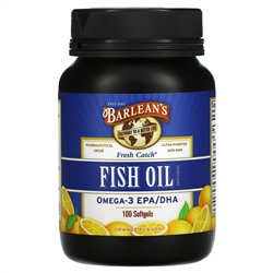 Barlean's, Свежий улов, пищевая добавка с рыбим жиром, Омега-3 EPA / DHA, апельсиновый аромат, 100 мягких капсул