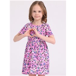 платье 1ДПК3998001н; сердечки леопард на розовом