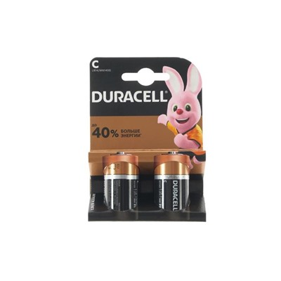 УЦЕНКА Батарейка алкалиновая Duracell Basic, C, LR14-2BL, 1.5В, блистер, 2 шт.