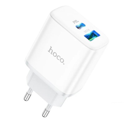 Адаптер Сетевой с кабелем Hoco C105A PD QC3.0 USB/Type-C 20W (Type-C/Type-C) (white)