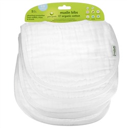 Green Sprouts, Muslin Bibs, 0-12 Months, White, 5 Pack