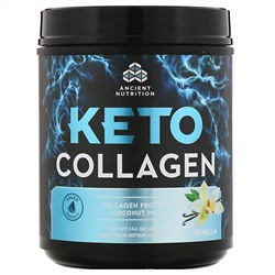 Dr. Axe / Ancient Nutrition, Keto Collagen, протеин с коллагеном + кокосовые среднецепочечные триглицериды, ваниль, 415 г (14,6 унции)