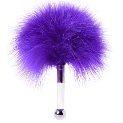 Кисточка для щекотания с фиолетовыми пёрышками - 13 см.