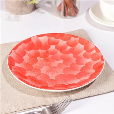 Тарелка керамическая десертная Доляна «Микаэла», d=20 см, цвет красно-розовый