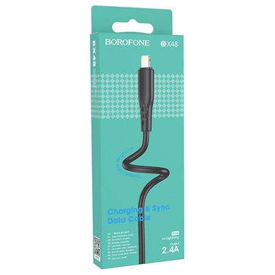 Кабель USB - Apple lightning Borofone BX48  100см 2,4A  (black)