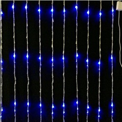 Гирлянда внутренняя занавес ВОДОПАД 320 светодиодов, 3*2 метра, коннектор, синий (прозрачный провод)