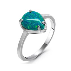 Кольцо из серебра опал сине-зеленый, МОВ0313