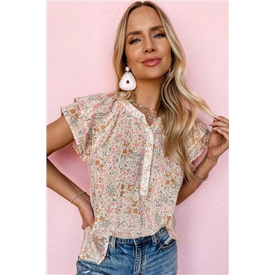 Multicolor Floral Mandarin Collar Top