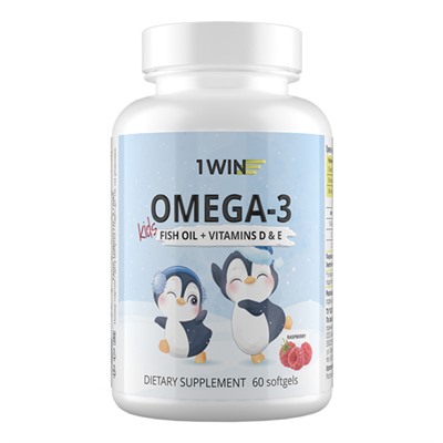 Комплекс "Oмега-3 + витамины D и E", для детей 1WIN, 60 шт