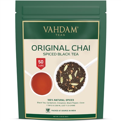 Vahdam Teas, черный чай, оригинальный масала, 100 г (3,53 унции)