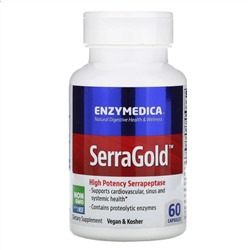 Enzymedica, SerraGold, высокоэффективная серрапептаза, 60 капсул