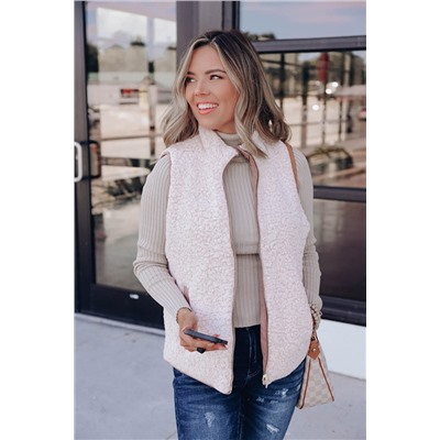 Pink Fleece Lined Quilted Vest Coats