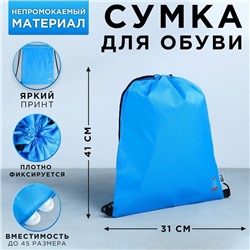 Мешок для обуви  болоньевый материал, цвет голубой, 30 х 40 см