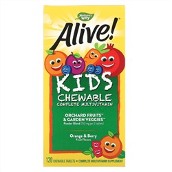 Nature's Way, Alive! жевательный комплекс мультивитаминов для детей, со вкусом апельсина и ягод, 120 жевательных таблеток