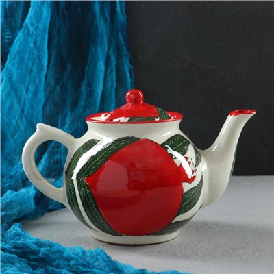 Набор чайный Риштанская керамика "Гранат", 9 предметов (Чайник-0,8л,пиалы-0,5/0,3л)